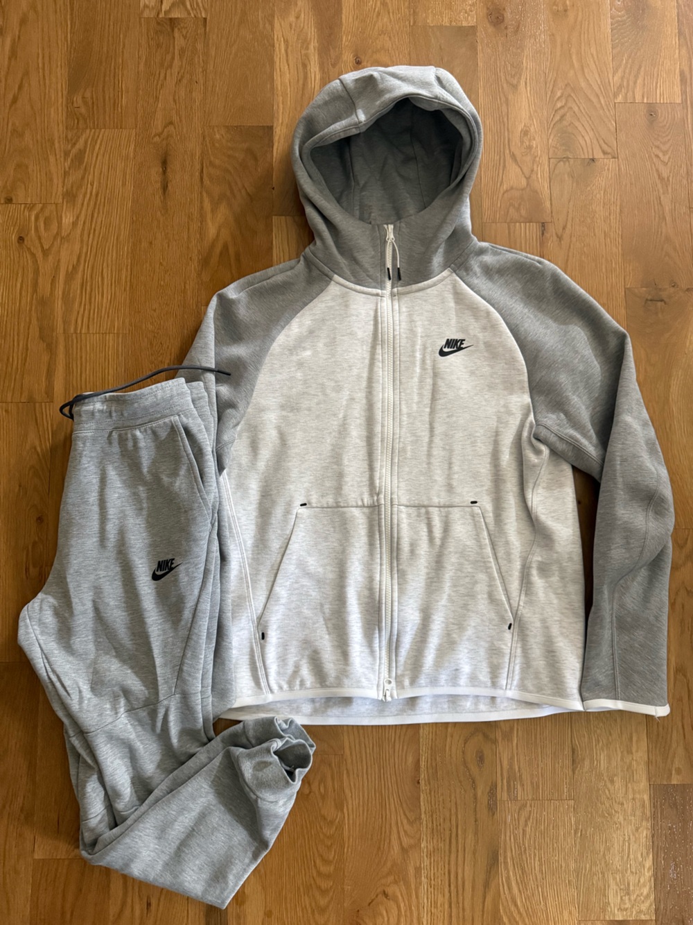 Nike Tech DriFit Light Gray & Dark Gray Zip Hoodie with Matching Joggers